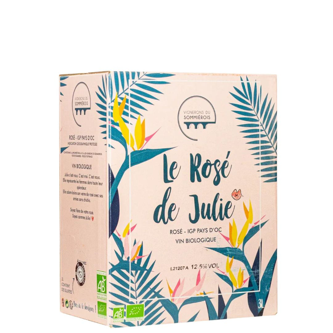 Lebox wijnen Vignerons Sommierois Rose wijn de Julie bag in box 3 liter leboxwijnen.nl